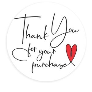 Thank You Sticker with Red Heart